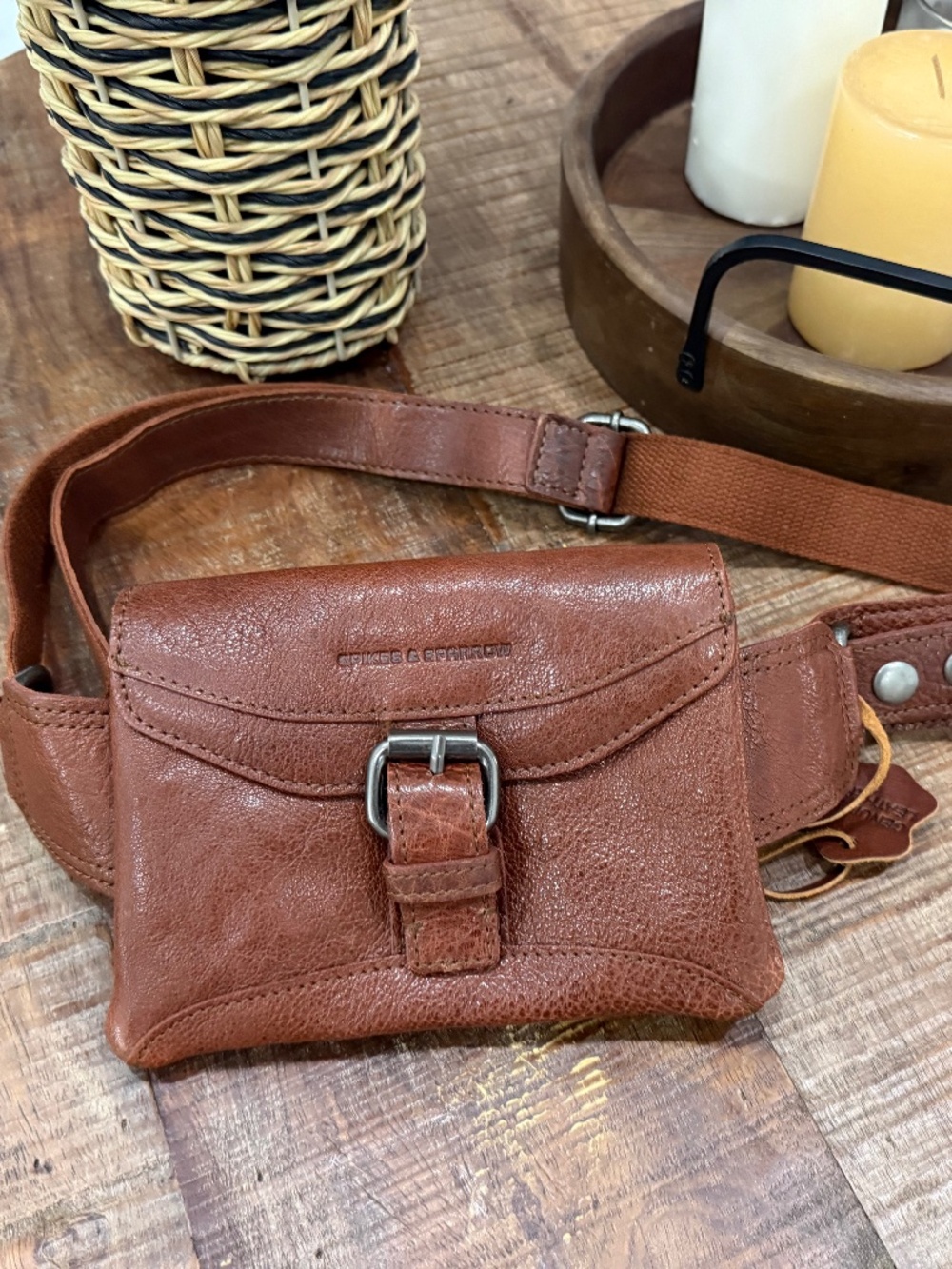 Spikes & Sparrow Missouri Leather Waist Bag Fanny Pack Brandy
